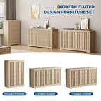 Commode cannelée pour chambre à coucher avec 8 tiroirs, commode de rangement, meuble TV en bois, organisateur de garde-robe en bois avec grand espace de rangement