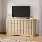 Commode cannelée pour chambre à coucher avec 8 tiroirs, commode de rangement, meuble TV en bois, organisateur de garde-robe en bois avec grand espace de rangement