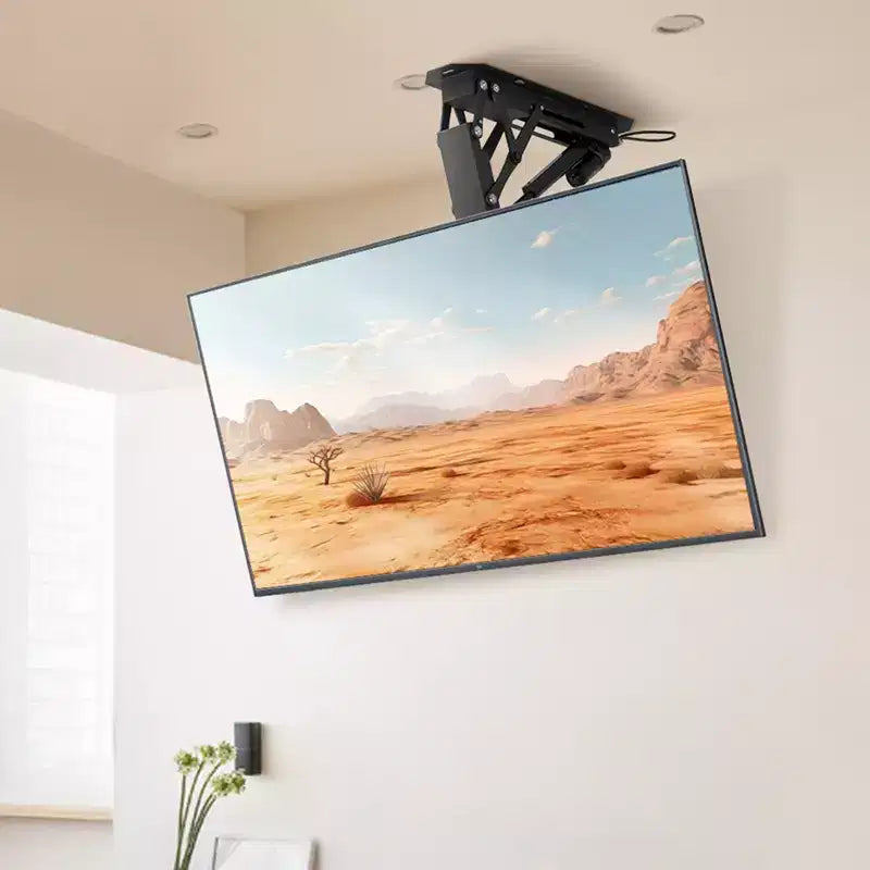 Support de plafond motorisé pour téléviseur, support mural pour téléviseur de 32 à 70 pouces, support de plafond électrique réglable pour téléviseur, support de télévision motorisé rabattable, noir