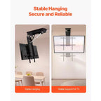 Support de plafond motorisé pour téléviseur, support mural pour téléviseur de 32 à 70 pouces, support de plafond électrique réglable pour téléviseur, support de télévision motorisé rabattable, noir
