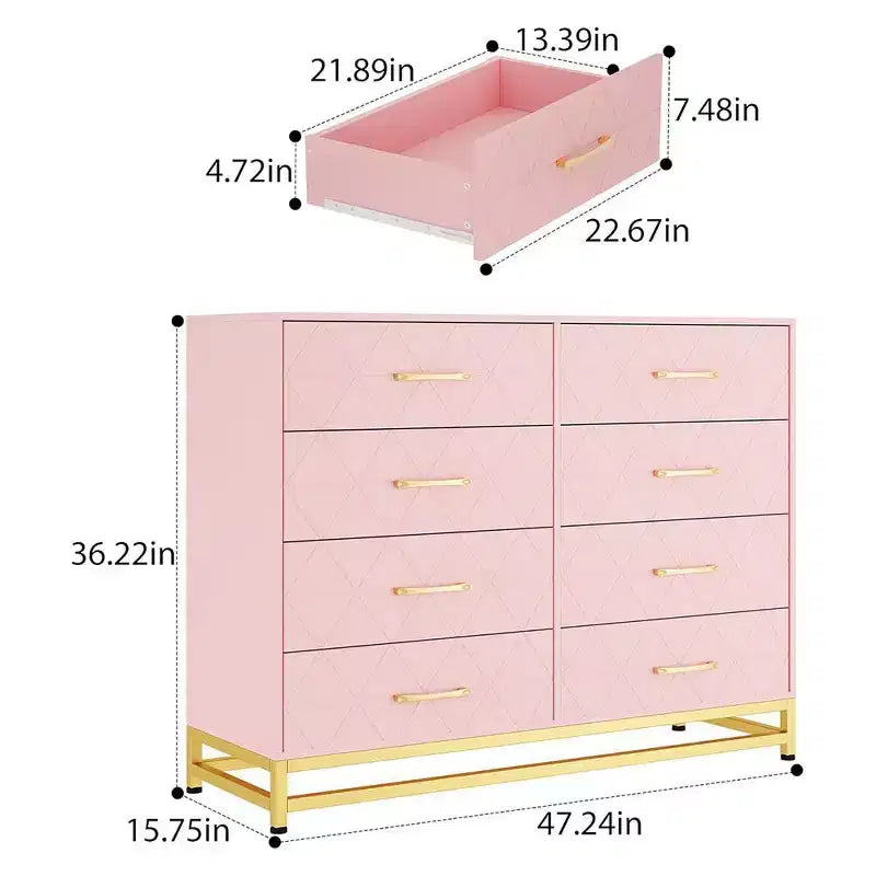Commode moderne pour chambre à coucher avec 8 tiroirs, commode de meuble TV pour salon, couloir, entrée