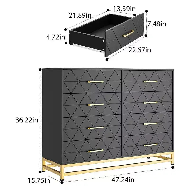Commode moderne pour chambre à coucher avec 8 tiroirs, commode de meuble TV pour salon, couloir, entrée