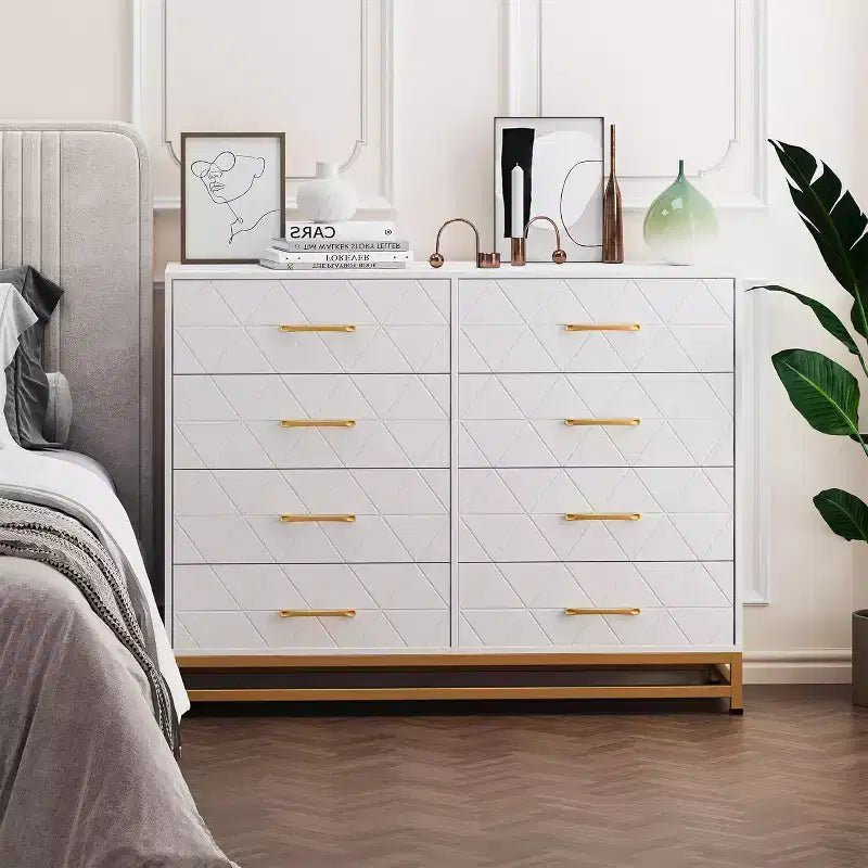 Commode moderne pour chambre à coucher avec 8 tiroirs, commode de meuble TV pour salon, couloir, entrée
