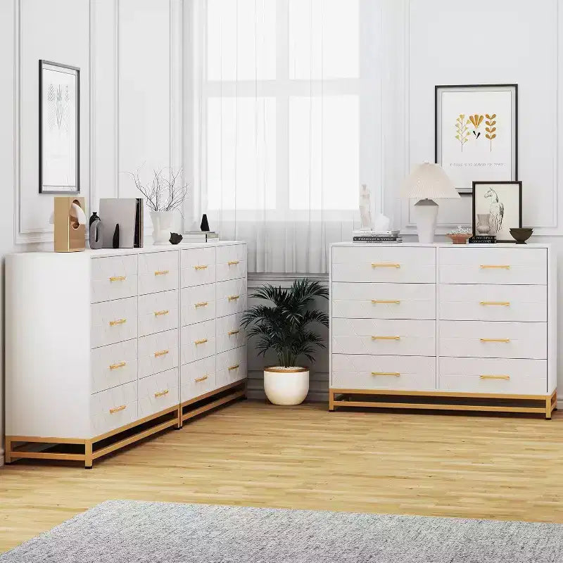Commode moderne pour chambre à coucher avec 8 tiroirs, commode de meuble TV pour salon, couloir, entrée