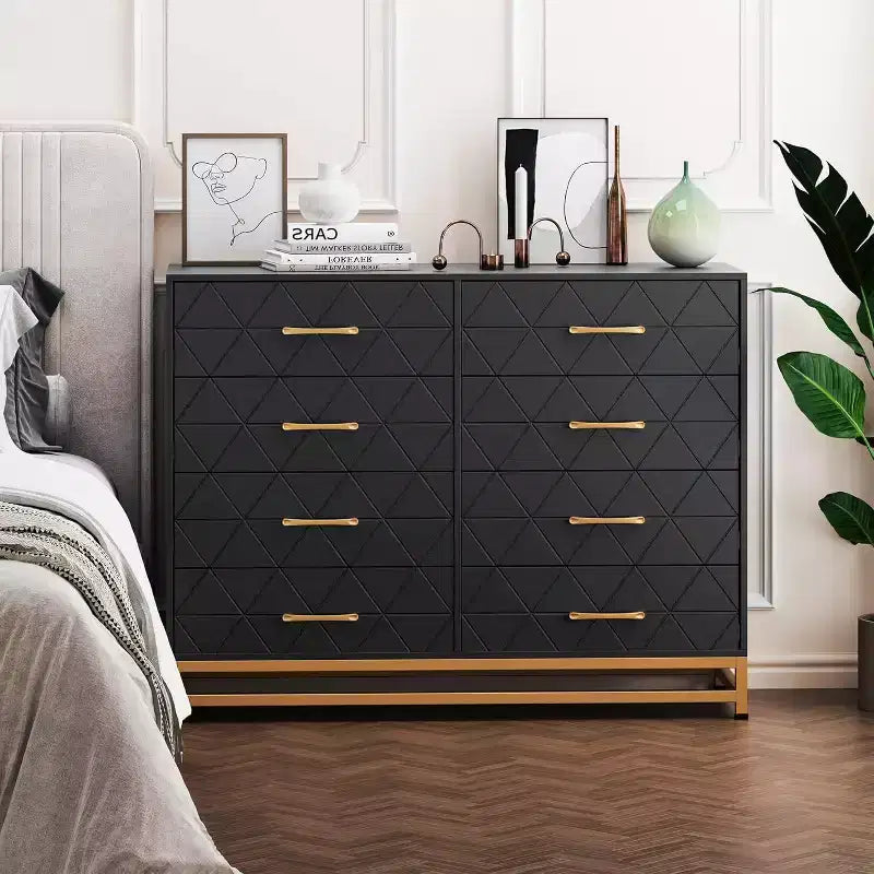 Commode moderne pour chambre à coucher avec 8 tiroirs, commode de meuble TV pour salon, couloir, entrée