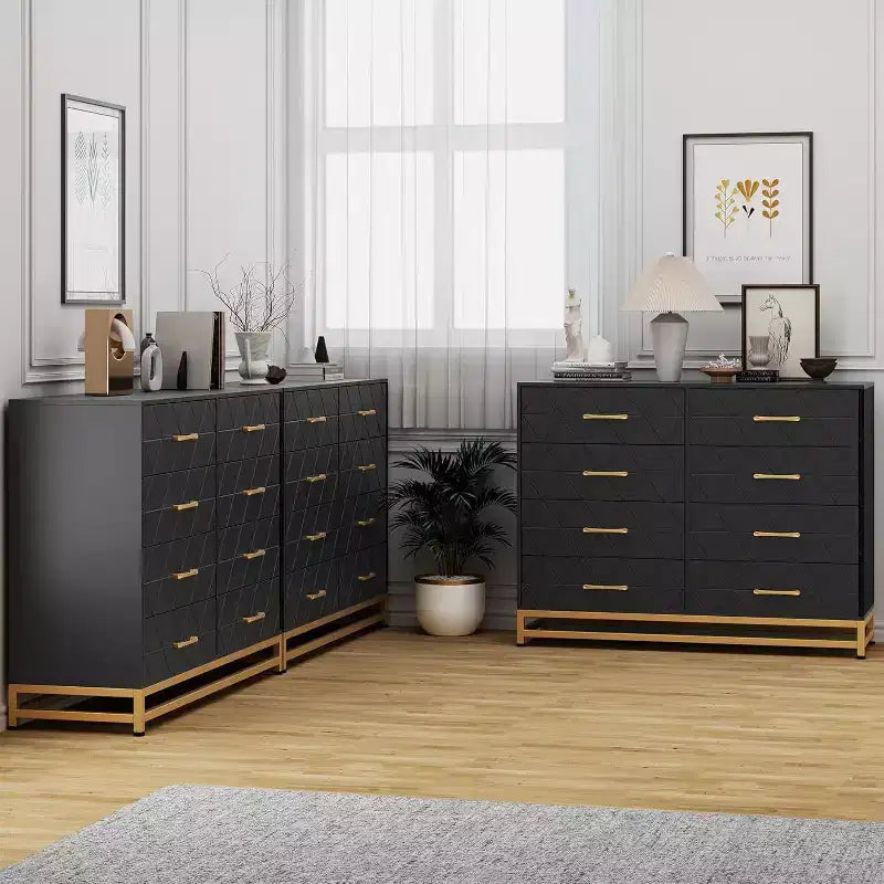 Commode moderne pour chambre à coucher avec 8 tiroirs, commode de meuble TV pour salon, couloir, entrée