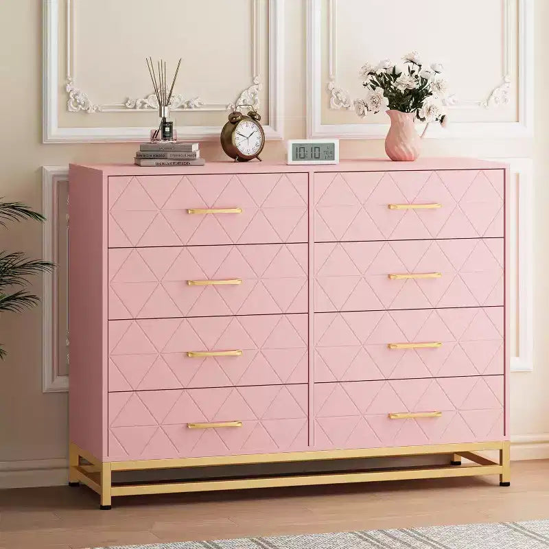 Commode moderne pour chambre à coucher avec 8 tiroirs, commode de meuble TV pour salon, couloir, entrée