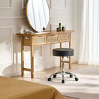 Tabouret roulant à roulettes, capacité de poids de 204 kg, siège de tabouret roulant rond, tabouret pivotant en cuir PU épaissi réglable en hauteur, noir