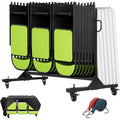 Acekool Folding Chair Rack Cart with Adjustable Height, PVC Locking Wheels, Cover Included, Heavy Duty Metal Frame, Holds up to 42 Chairs