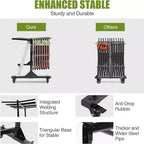 Chariot de rangement pour chaises pliantes avec hauteur réglable, roues verrouillables en PVC, housse incluse, cadre en métal robuste, peut contenir jusqu'à 42 chaises