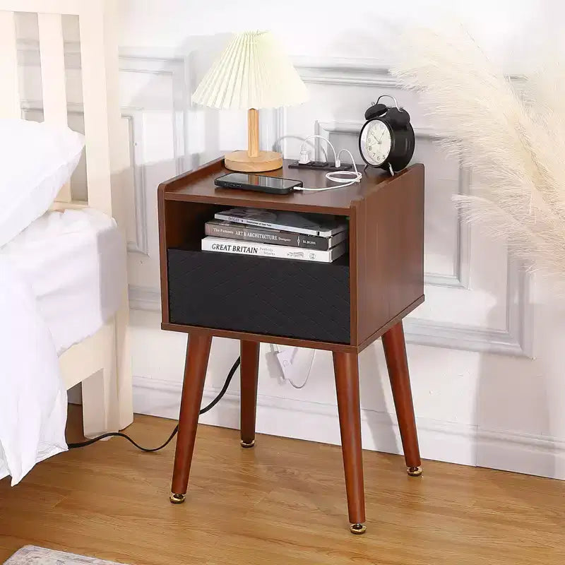 Table de chevet moderne, Table d'appoint en bois, Petite table d'appoint, Table de chevet avec tiroirs de rangement pour chambre, salon, bureau