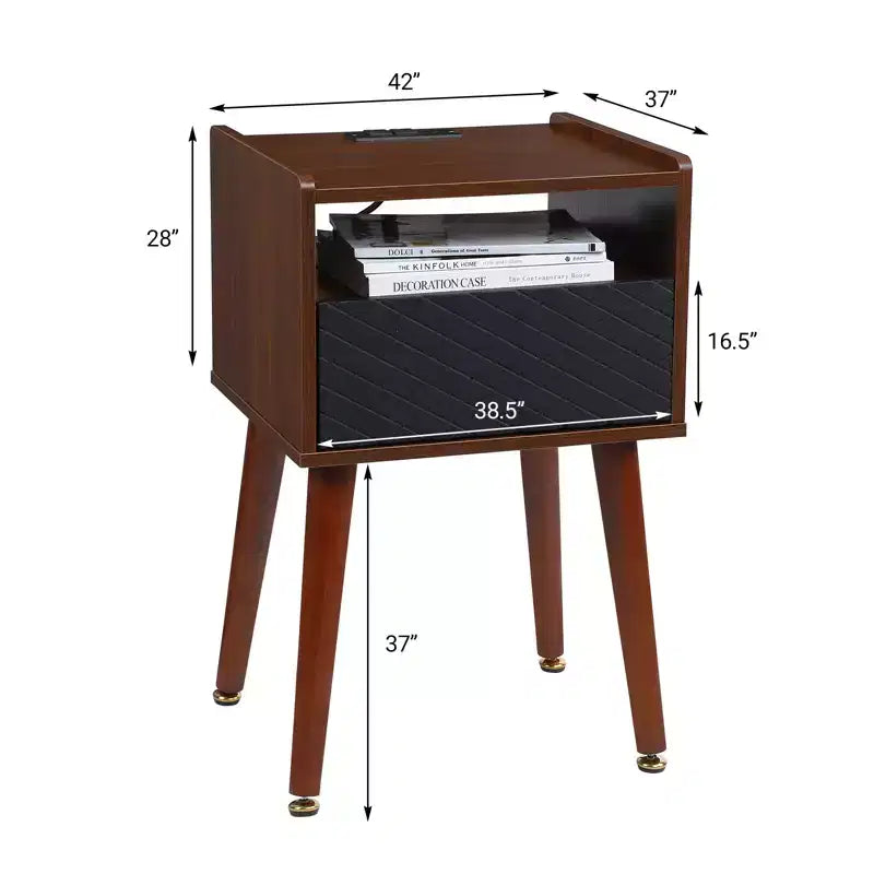 Table de chevet moderne, Table d'appoint en bois, Petite table d'appoint, Table de chevet avec tiroirs de rangement pour chambre, salon, bureau