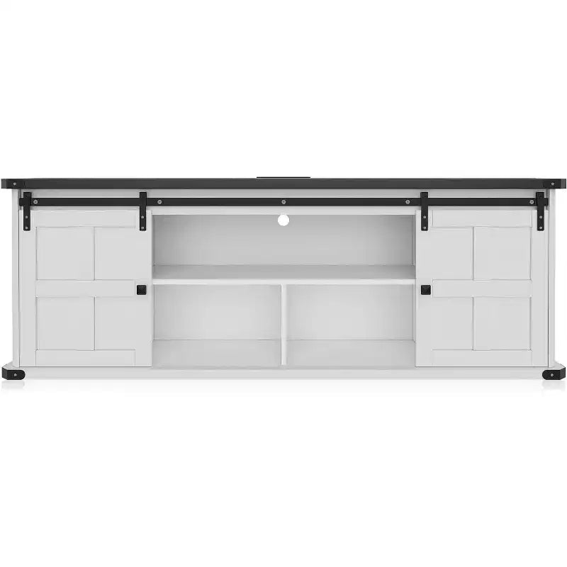 70 TV Stand for 75 Inch TVs, Entertainment Center and Media Furniture with Sliding Barn Doors & Storage Cabinets, Modern TV Console Table
