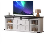 Meuble TV 70 pouces pour téléviseurs 75 pouces, centre de divertissement et meuble média avec portes de grange coulissantes et armoires de rangement, table console TV moderne