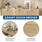 Commode en rotin pour chambre à coucher, commode double à 7 tiroirs, commode de style ferme, organisateur de rangement en bois pour placard, salon, entrée, couloir