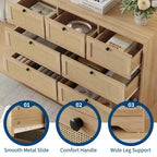 Commode en rotin pour chambre à coucher, commode double à 7 tiroirs, commode de style ferme, organisateur de rangement en bois pour placard, salon, entrée, couloir