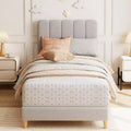 Boucle Upholstered Platform Bed with Wave Headboard for Girls/Boys/Kids, Easy Assembly Wooden Slats Support,