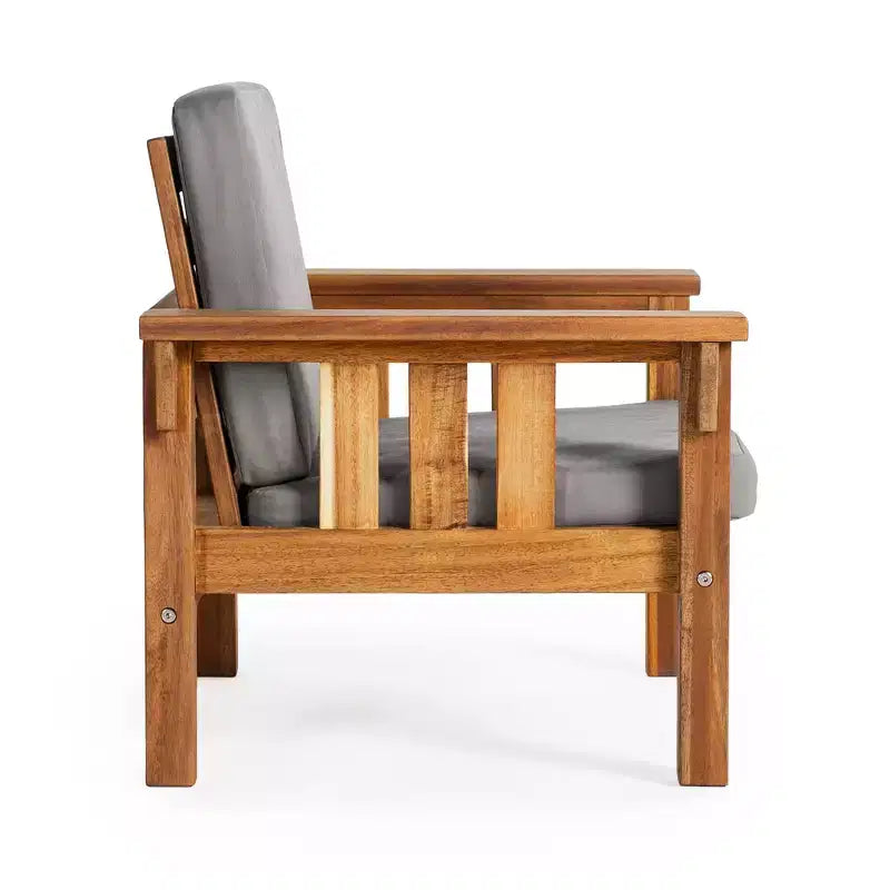 Chaise d'extérieur pour enfants : Chaise en bois d'acacia pour enfants avec coussins, hauteur d'assise de 25,4 cm, pour jardin, patio, porche, aires d'apprentissage et de jeu en extérieur