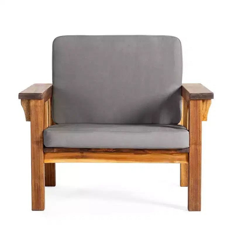 Chaise d'extérieur pour enfants : Chaise en bois d'acacia pour enfants avec coussins, hauteur d'assise de 25,4 cm, pour jardin, patio, porche, aires d'apprentissage et de jeu en extérieur