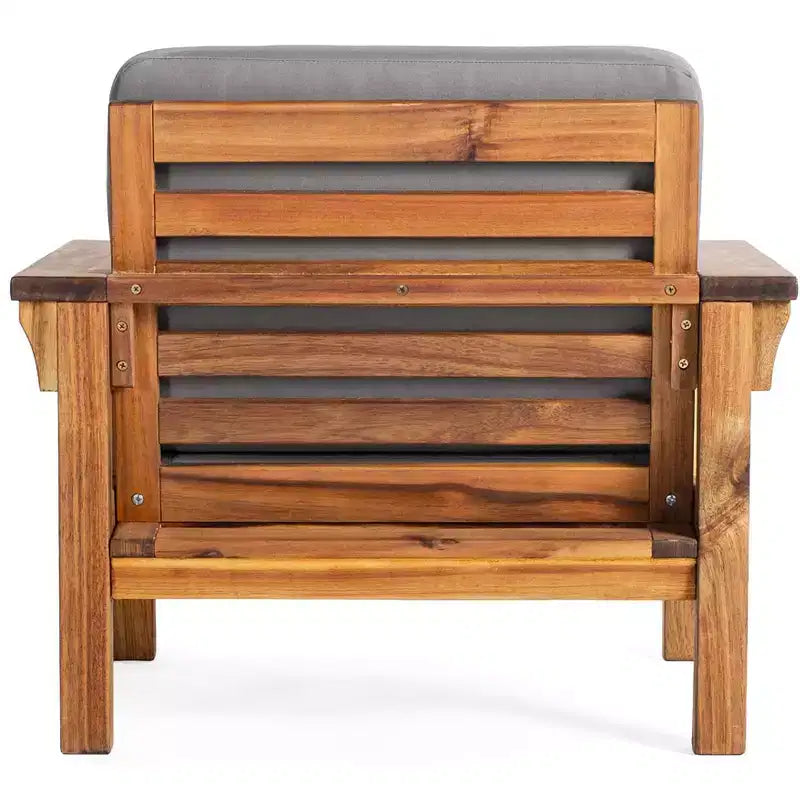 Chaise d'extérieur pour enfants : Chaise en bois d'acacia pour enfants avec coussins, hauteur d'assise de 25,4 cm, pour jardin, patio, porche, aires d'apprentissage et de jeu en extérieur