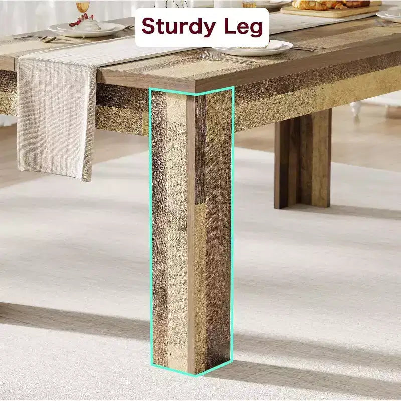 Table à manger pour 4-6 personnes, table de salle à manger et de cuisine rectangulaire de 160 cm en bois de style ferme pour 4 personnes pour appartement, maison