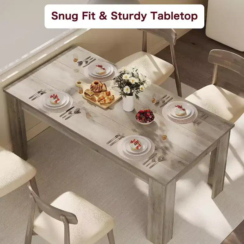 Table à manger pour 4-6 personnes, table de salle à manger et de cuisine rectangulaire de 160 cm en bois de style ferme pour 4 personnes pour appartement, maison