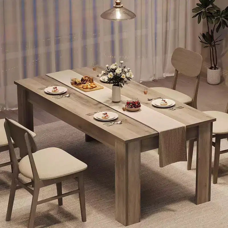 Table à manger pour 4-6 personnes, table de salle à manger et de cuisine rectangulaire de 160 cm en bois de style ferme pour 4 personnes pour appartement, maison