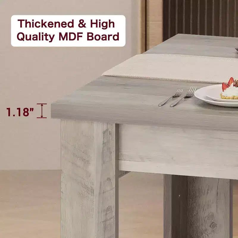 Table à manger pour 4-6 personnes, table de salle à manger et de cuisine rectangulaire de 160 cm en bois de style ferme pour 4 personnes pour appartement, maison