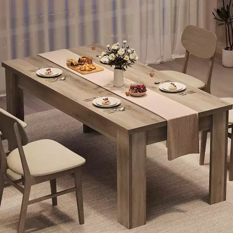 Table à manger pour 4-6 personnes, table de salle à manger et de cuisine rectangulaire de 160 cm en bois de style ferme pour 4 personnes pour appartement, maison