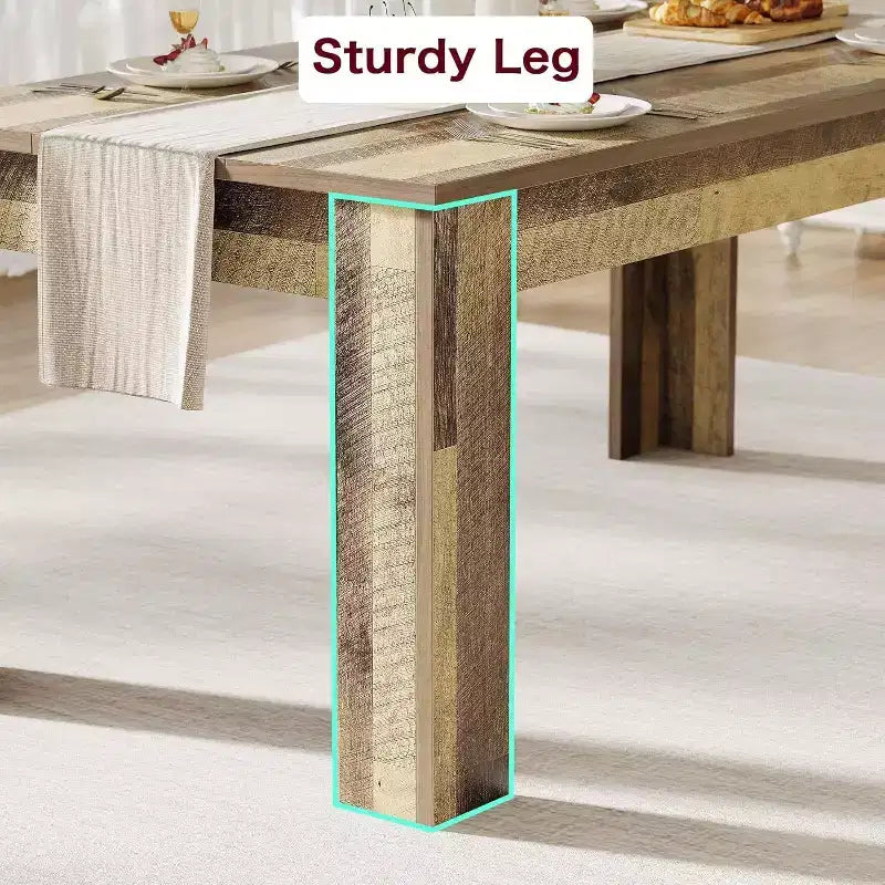 Table à manger pour 4-6 personnes, table de salle à manger et de cuisine rectangulaire de 160 cm en bois de style ferme pour 4 personnes pour appartement, maison