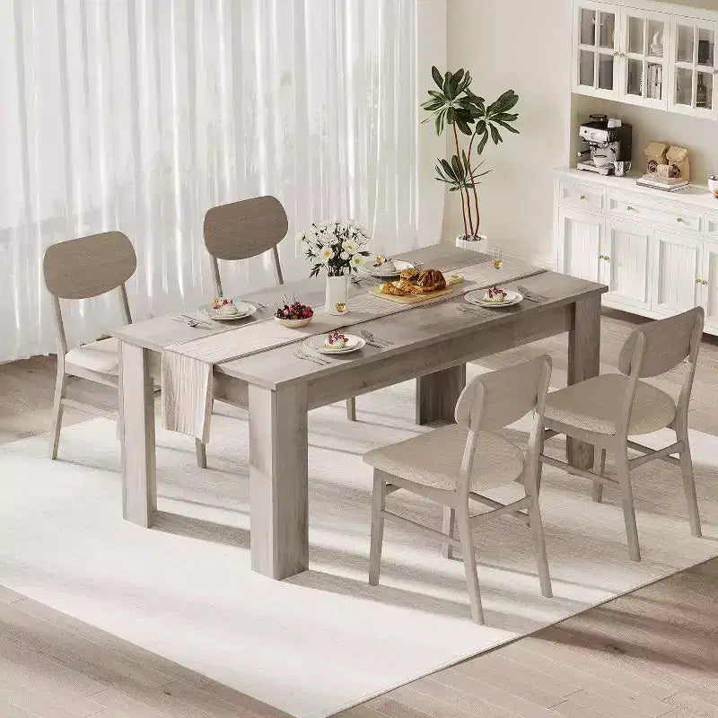 Table à manger pour 4-6 personnes, table de salle à manger et de cuisine rectangulaire de 160 cm en bois de style ferme pour 4 personnes pour appartement, maison
