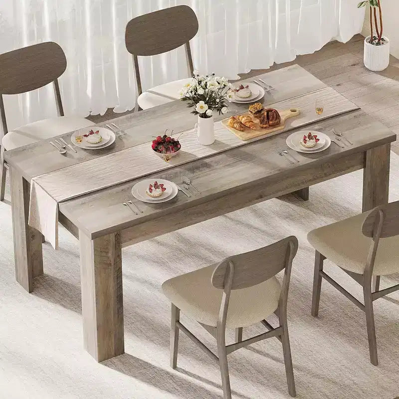 Table à manger pour 4-6 personnes, table de salle à manger et de cuisine rectangulaire de 160 cm en bois de style ferme pour 4 personnes pour appartement, maison