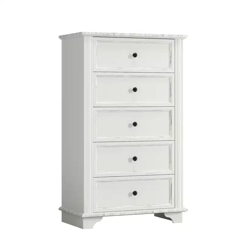 Commode à 5 tiroirs en MDF blanc de 73 cm de large