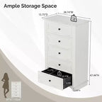 Commode à 5 tiroirs en MDF blanc de 73 cm de large