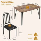 Ensemble table à manger carrée avec chaises rembourrées Table de cuisine pour la maison, l'appartement, les petits espaces