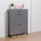 Meuble à chaussures, organisateur de chaussures en MDF mince à 2 tiroirs basculants avec tiroir supérieur, anti-basculement, rangement peu encombrant