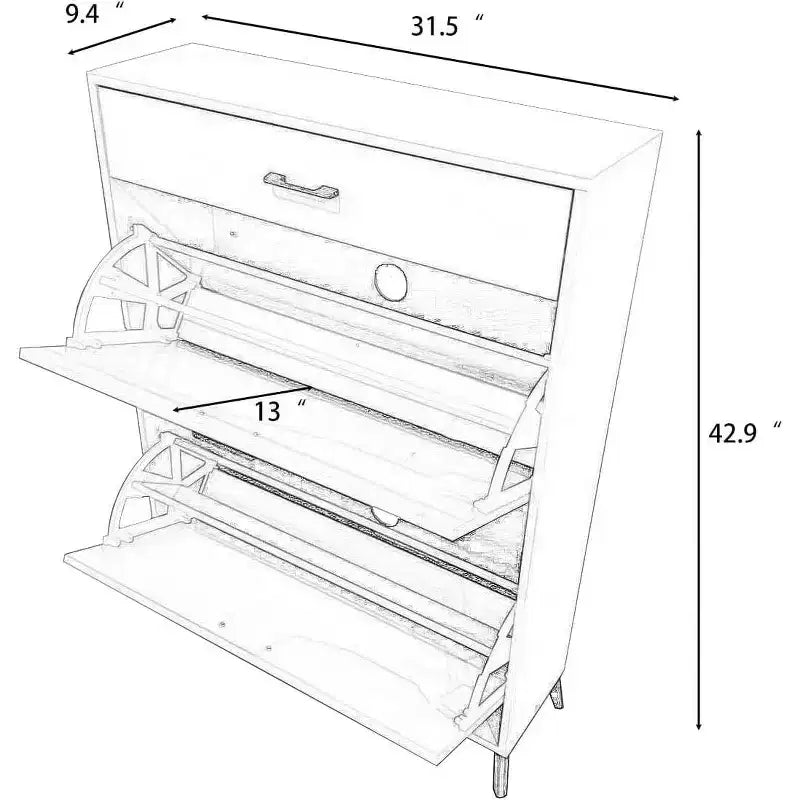 Meuble à chaussures, organisateur de chaussures en MDF mince à 2 tiroirs basculants avec tiroir supérieur, anti-basculement, rangement peu encombrant