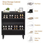 Meuble à chaussures en bois avec 2 tiroirs basculants et étagère réglable pour entrée, couloir, salon