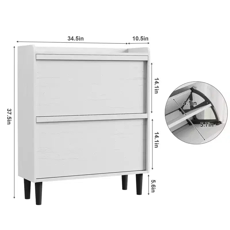 Meuble à chaussures en bois avec 2 tiroirs basculants et étagère réglable pour entrée, couloir, salon