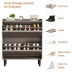 Meuble à chaussures en bois avec 2 tiroirs basculants et étagère réglable pour entrée, couloir, salon