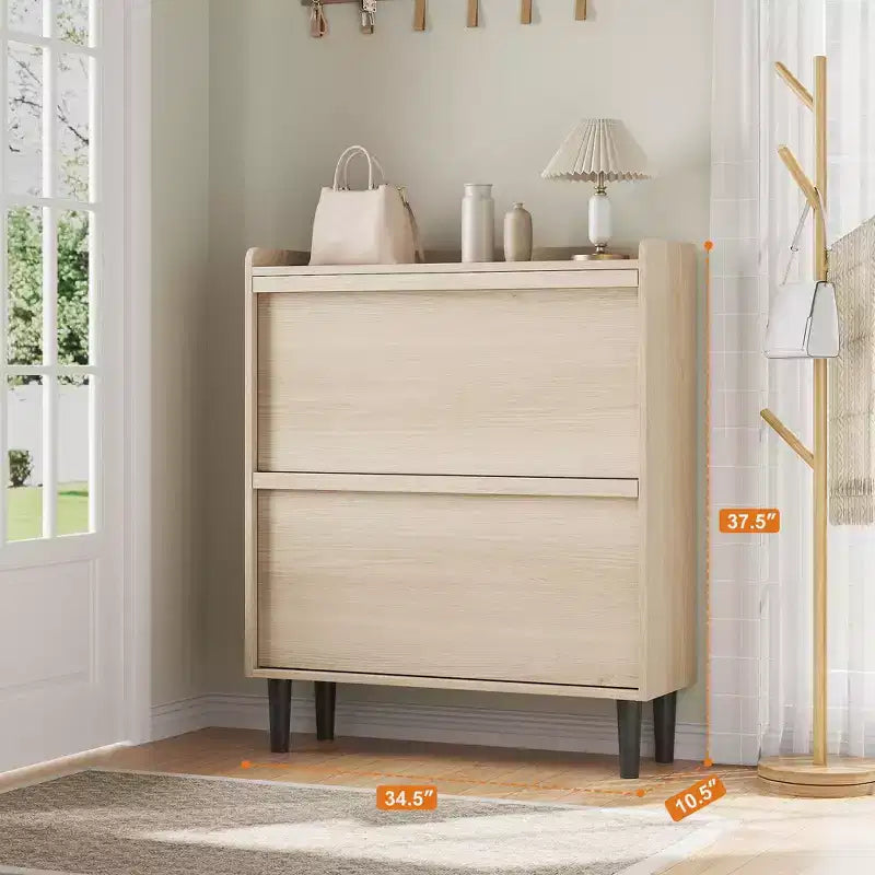 Meuble à chaussures en bois avec 2 tiroirs basculants et étagère réglable pour entrée, couloir, salon