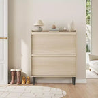Meuble à chaussures en bois avec 2 tiroirs basculants et étagère réglable pour entrée, couloir, salon