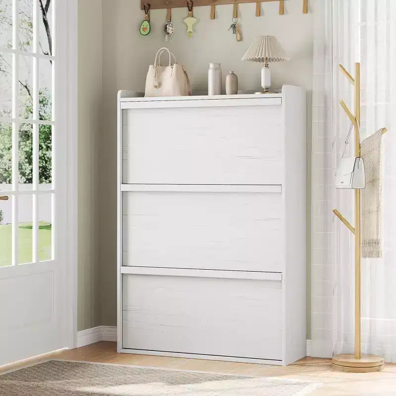Meuble à chaussures en bois avec 2 tiroirs basculants et étagère réglable pour entrée, couloir, salon