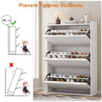 Meuble à chaussures en bois avec 2 tiroirs basculants et étagère réglable pour entrée, couloir, salon