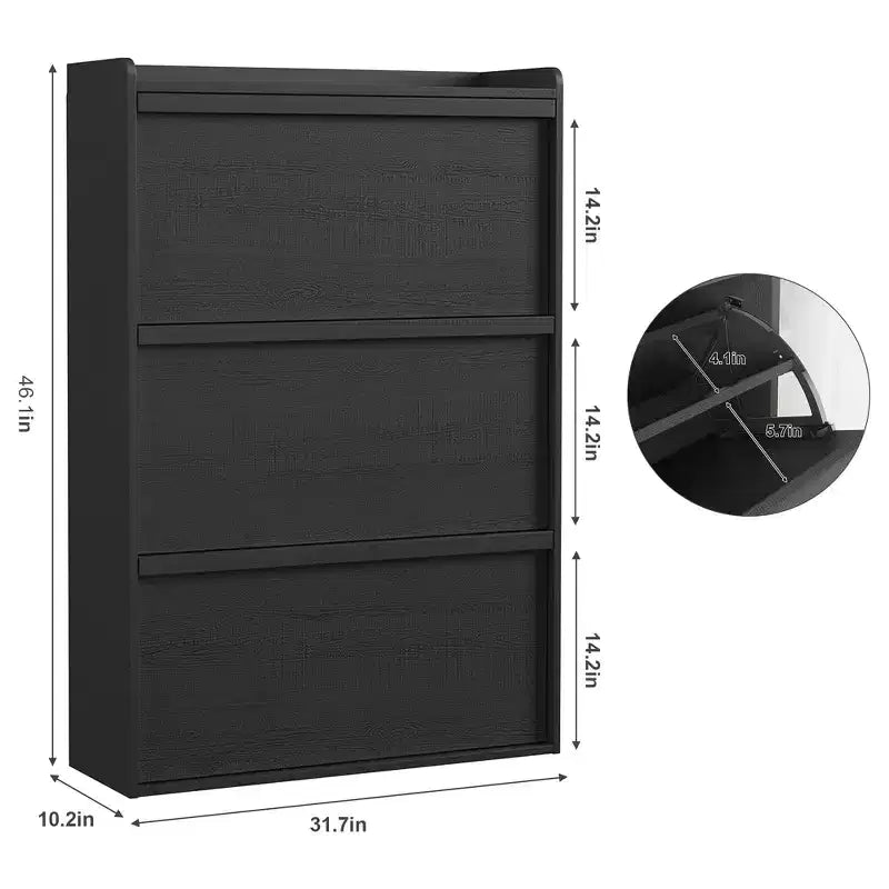 Meuble à chaussures en bois avec 2 tiroirs basculants et étagère réglable pour entrée, couloir, salon