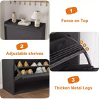 Meuble à chaussures en bois avec 2 tiroirs basculants et étagère réglable pour entrée, couloir, salon