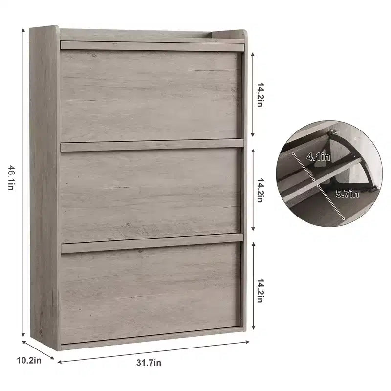 Meuble à chaussures en bois avec 2 tiroirs basculants et étagère réglable pour entrée, couloir, salon