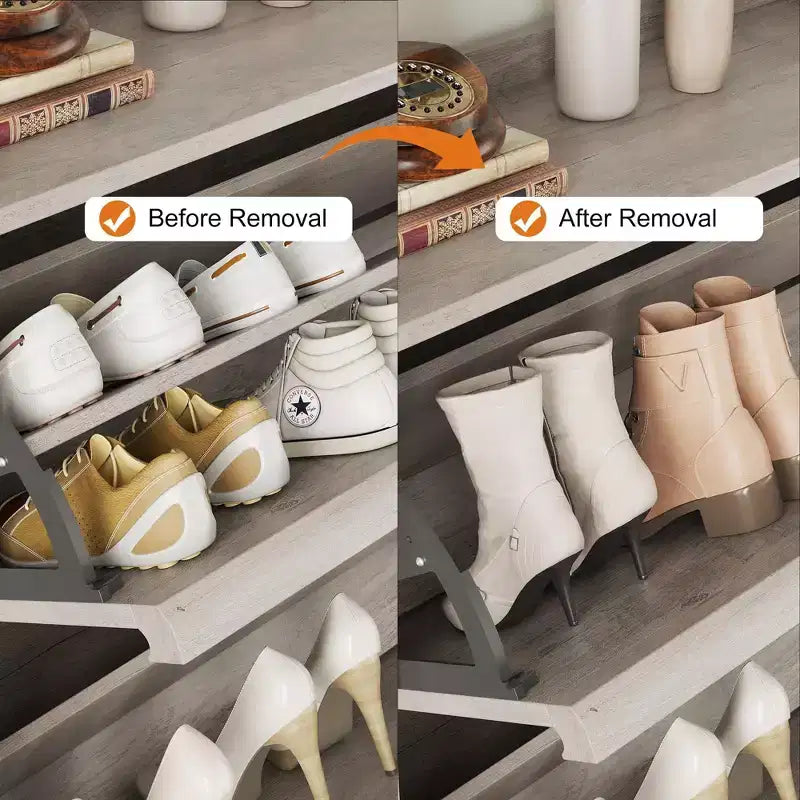 Meuble à chaussures en bois avec 2 tiroirs basculants et étagère réglable pour entrée, couloir, salon