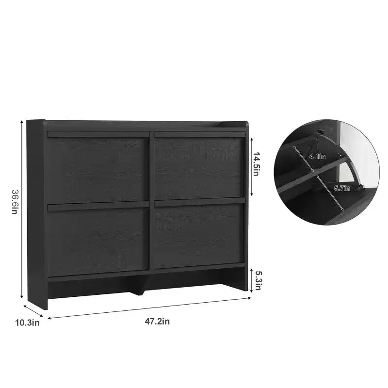 Meuble à chaussures en bois avec 2 tiroirs basculants et étagère réglable pour entrée, couloir, salon