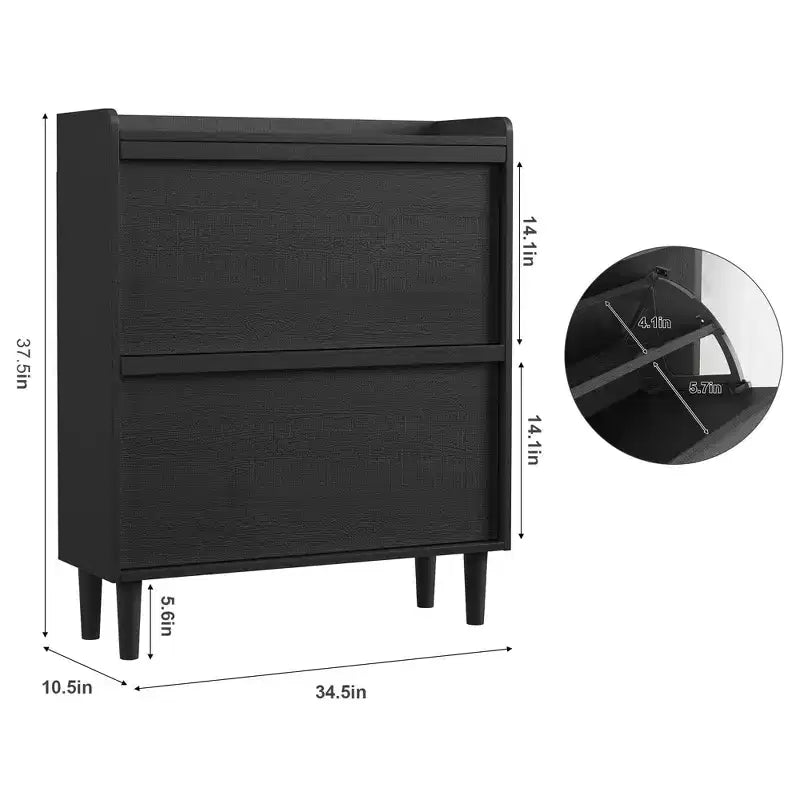 Meuble à chaussures en bois avec 2 tiroirs basculants et étagère réglable pour entrée, couloir, salon
